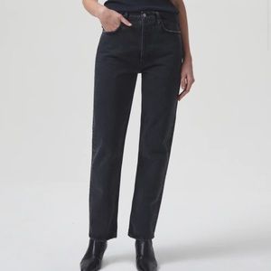 90s Pinch Waist High Rise Straight in Black Tea